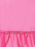Georgette Embellished Tiered Lehenga Set with Attached Dupatta