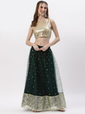 Net Sequin Embroidered Gathered Lehenga Set