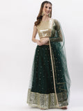 Net Sequin Embroidered Gathered Lehenga Set