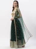 Net Sequin Embroidered Gathered Lehenga Set