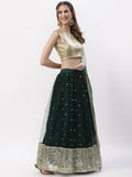 Net Sequin Embroidered Gathered Lehenga Set