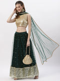 Net Sequin Embroidered Gathered Lehenga Set