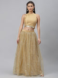 Net Sequins Embroidered Gathered Lehenga Set
