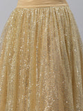 Net Sequins Embroidered Gathered Lehenga Set