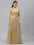 Net Sequins Embroidered Gathered Lehenga Set