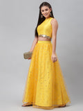 Net Sequins Embroidered Gathered Lehenga Set