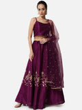 Dupion Hand Block Printed Lehenga Set