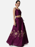 Dupion Hand Block Printed Lehenga Set