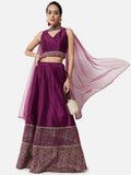 Dupion Hand Block Printed Lehenga Set