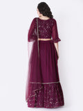 Georgette Sequin Embroidered Tiered Lehenga Set