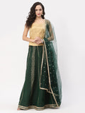 Silk Tissue and Dupion Block Printed Lehenga Set
