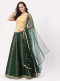 Silk Tissue and Dupion Block Printed Lehenga Set