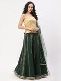 Silk Tissue and Dupion Block Printed Lehenga Set