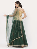 Silk Tissue and Dupion Block Printed Lehenga Set