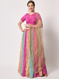 Chinon Sequin Embroidered Kalidaar Lehenga Set