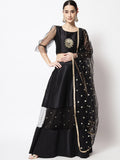 Net Sequin Embroidered Gathered Lehenga Set