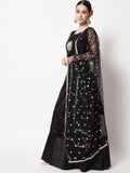 Net Sequin Embroidered Gathered Lehenga Set