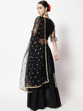 Net Sequin Embroidered Gathered Lehenga Set