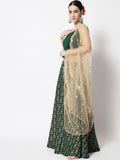 Dupion Hand Block Printed Lehenga Set