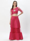 Dupion and Net Sequin Embroidered Lehenga set