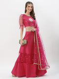 Dupion and Net Sequin Embroidered Lehenga set