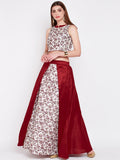 Dupion Hand Block Printed Layered Skirt