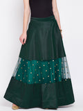 Dupion & Net Sequins Embroidered Panelled Skirt