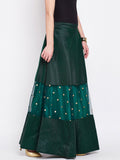 Dupion & Net Sequins Embroidered Panelled Skirt