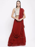 Georgette Embellished Tiered Skirt With Attached Dupatta