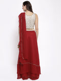 Georgette Embellished Tiered Skirt With Attached Dupatta