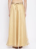 Organza Bias Skirt with Embellished Belt