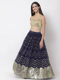 Georgette Sequins Embroidered Gathered Lehenga Skirt