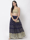 Georgette Sequins Embroidered Gathered Lehenga Skirt