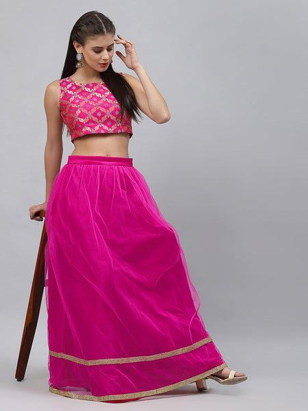 Net Sequin Embellished Skirt
