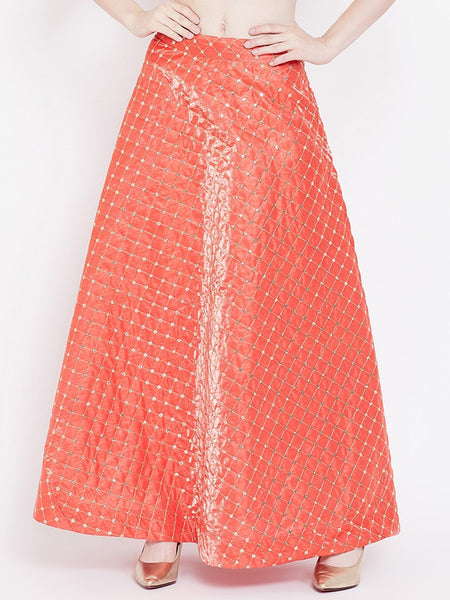 Silk Embroidered Bias Skirt