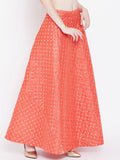 Silk Embroidered Bias Skirt