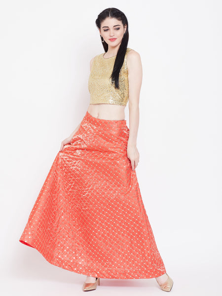 Silk Embroidered Bias Skirt