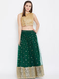 Net Sequin Embellished Gathered Skirt