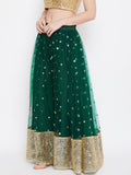 Net Sequin Embellished Gathered Skirt