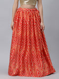 Satin Chevron Printed Bias Skirt