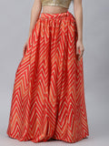 Satin Chevron Printed Bias Skirt