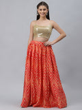 Satin Chevron Printed Bias Skirt