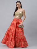 Satin Chevron Printed Bias Skirt