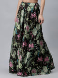 Satin Floral Printed Bias Skirt
