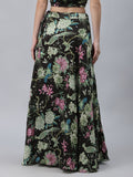 Satin Floral Printed Bias Skirt