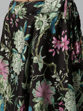 Satin Floral Printed Bias Skirt