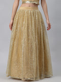 Net Sequins Embroidered Gathered Skirt