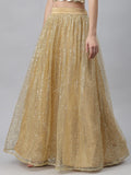 Net Sequins Embroidered Gathered Skirt