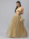 Net Sequins Embroidered Gathered Skirt