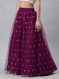 Net Sequins Embroidered Gathered Skirt